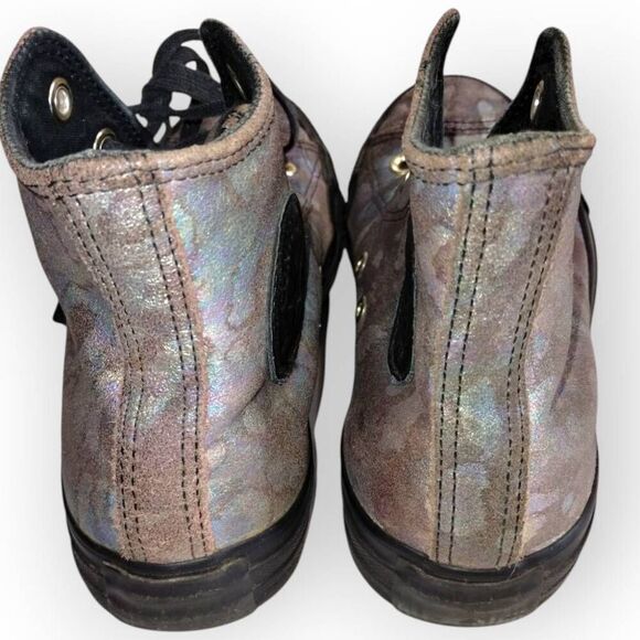 Converse Womens Sz 7 Chuck Taylor AllStar Black Wedge Irridescent High Tops Y2K - Picture 4 of 10